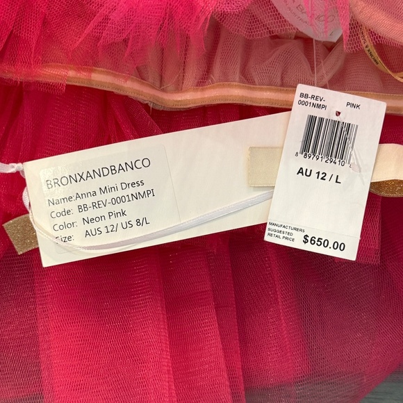 New! Bronx And Banco Anna Tulle Mini Dress Pink 45618 - Picture 11 of 12